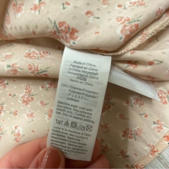 Madewell Women's Silky Light Pink Floral Peasant Blouse Size Small - Picture 8 of 8